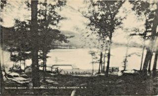 A View Of The Bathing Beach At Rock Hill Lodge,  Lake Mohegan,  York Ny 1936