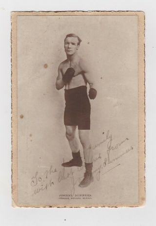 Johnny Summers Champion Boxer - Hand Signed Photo Around 1910 Boxing