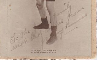 JOHNNY SUMMERS CHAMPION BOXER - HAND SIGNED PHOTO AROUND 1910 BOXING 2