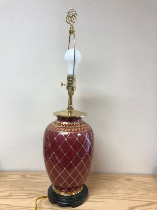 Vintage Pineapple Ginger Jar Urn Style Lamp W/harp & Finial