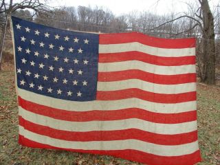 103 " X 69 " Wonderful Old Wool 45 Star Usa American Flag - Sewn Stars & Stripes