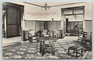 Hibbing Minnesota Oliver? Mine Club House Parlor & Reading Room 1913 B&w Pc