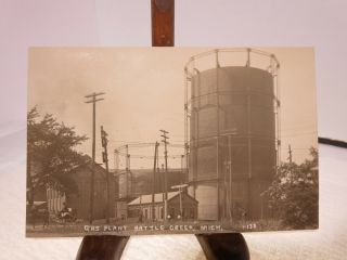Rppc Real Photo Postcard Gas Plant Battle Creek Mich Circa 1910