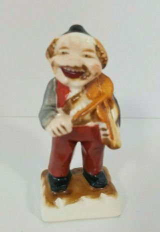 Made In Occupied Japan Musician Old Man With Violin Porcelain Figure 4.  5 "