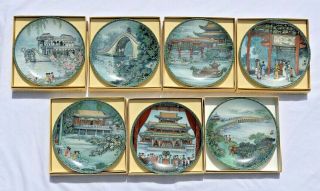 Imperial Jingdezhen Porcelain 7 Plates Scenes From The Summer Palace Boxes