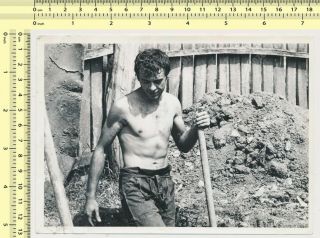 Handsome Shirtless Guy Portrait Worker Man Gay Int Old Photo