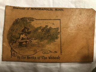 Man Sees Bears On The Banks Of The Wabash,  Minneapolis Vintage Leather Postcard