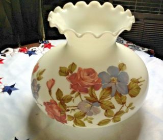 Vintage Hurricane Gone With The Wind Lamp Shade Globe Floral Ruffle Top