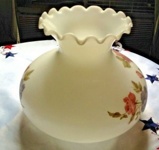 VINTAGE Hurricane Gone With The Wind LAMP SHADE Globe Floral Ruffle Top 3