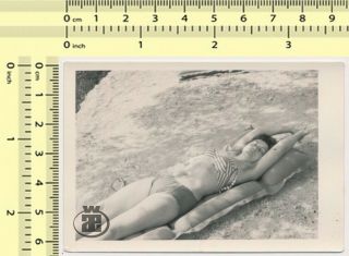 009 Bikini Woman Sleeping,  Sunbathing Lady On Beach Old Photo Snapshot