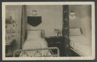 1923 Rppc Photo Postcard Norddeutscher Lloyd,  Bremen D.  Columbus Sleeping Cabin