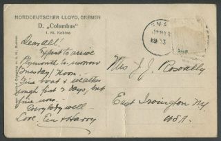 1923 RPPC Photo Postcard NORDDEUTSCHER LLOYD,  BREMEN D.  COLUMBUS Sleeping Cabin 2
