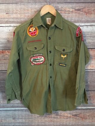 1960s Vintage Boy Scout BSA Uniform Shirt,  Patches Sanforized Appleton Wi 25 2