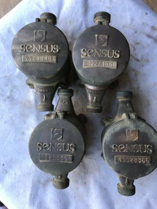 4 Brass Vintage Antique Steampunk Sensus Srii 5/8” Brass Water Meters