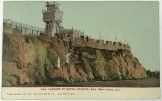 Postcard San Francisco Ca Parapet At Sutro Heights California Vintage 1900 