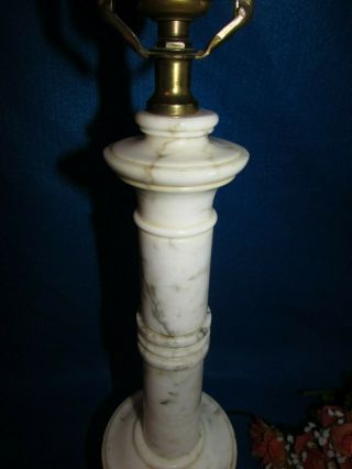 VTG HAND CARVED ALABASTER WHITE,  GRAY,  BROWN ITALIAN MARBLE TABLE LAMP 28” 3 WAY 3