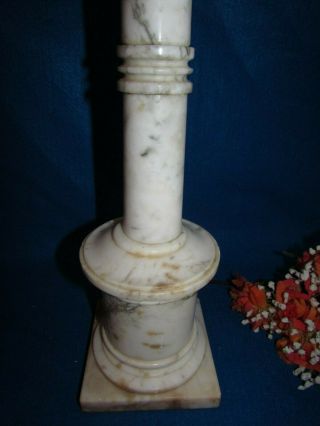 VTG HAND CARVED ALABASTER WHITE,  GRAY,  BROWN ITALIAN MARBLE TABLE LAMP 28” 3 WAY 4