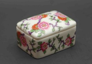 Vintage Limoges France Miniature Porcelain Trinket Box Hand Painted Floral 2 "