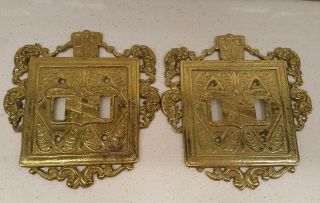 2 - Virginia Metalcrafters Double Shield Ornamental Switch Plate Covers Vm 24 - 18