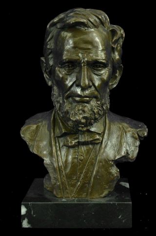 Abraham Lincoln Bronze Bust Sculpture 13 " X 8 "