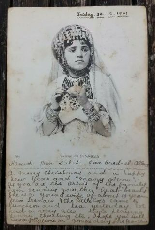 Postcard Femme Des Ouled - Nail Algeria 1901 Girl Tribal Dance Traditional Costume