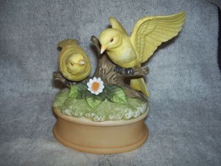 Vintage Schmid Music Box Canaries Yellow Birds Everything Is 1982
