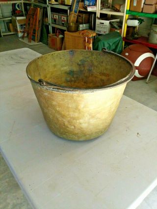 Large Vintage Antique American Brass/iron Kettle Pot Bucket Handle Antique Decor