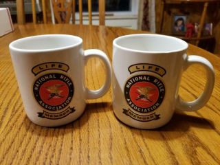 2 Nra National Rifle Association Coffee Mugs Lifetime Member