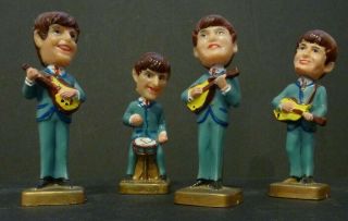 Rare Vintage The Beatles Bobble Head Bobbers Nodders 4 " Paul Ringo John George.