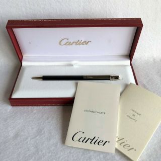 Auth Cartier Ball Point Pen Santos De Cartier Pen Black