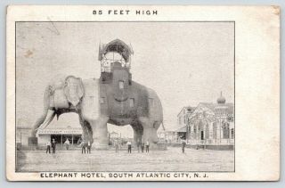 South Atlantic City Nj Old Profile View Of The Elephant - Shaped Hotel C1906 B&w