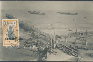 French India Vintage Real Photo Ppc Pondichery Harbour Stamped