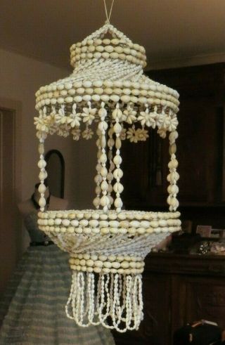 Macrame Style Cowrie Shell Plant Or Gold Fish Bowl Hanger 22 X12 "