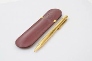Authentic Cartier Ballpoint Pen With A Leather Case 323931