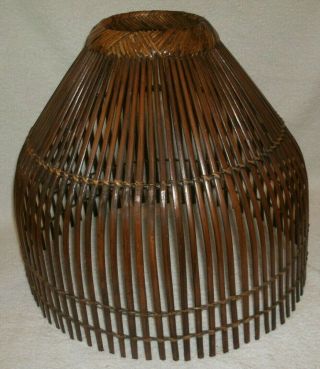 Vintage Rattan Bamboo Lamp Shade Mid - Century Bohemian Asian Table Floor