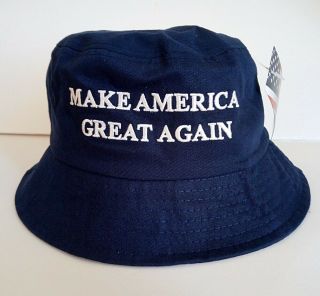 Maga President Donald Trump Make America Great Again Hat Navy Blue Bucket Hat