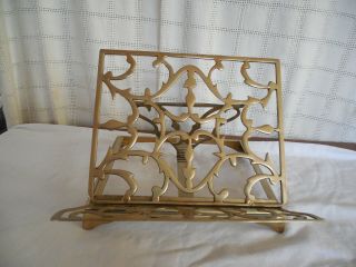 Two Vintage Solid Brass Bible Book Music Ornate Stand Adjustable