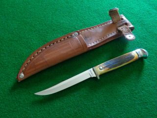 Rare Old Case Xx C.  1940 - 1964 Stag M3 Finn Bird & Trout Knife & Sheath