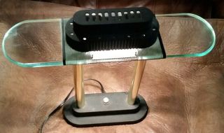 Vintage Art Deco Black Desk Lamp & Glass Wings - 150W Halogen.  GREAT. 2