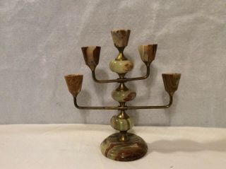 Marble And Brass Candle Holders