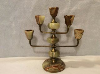 MARBLE AND BRASS CANDLE HOLDERS 2