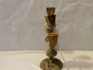 MARBLE AND BRASS CANDLE HOLDERS 3
