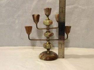 MARBLE AND BRASS CANDLE HOLDERS 4