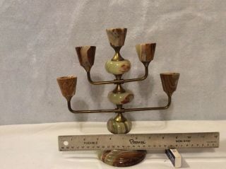 MARBLE AND BRASS CANDLE HOLDERS 5