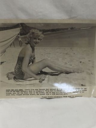Vintage 1953 Black And White Photo Of Deborah Kerr At The Beach