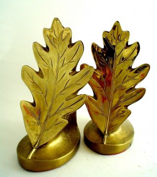 Vintage Philadelphia Manufacturing Co.  Heavy Brass Leaf Bookends