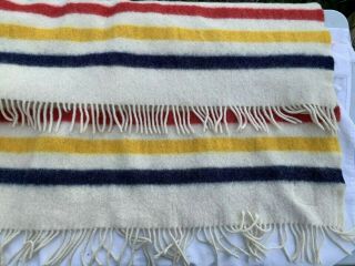 Hudson Bay Caribou Throw 100 Wool Blanket Made In England 56 " X 40 " Striped