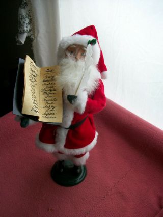 Collectible Byers Choice Retired 2001 Velvet Santa With Quill And List Signed