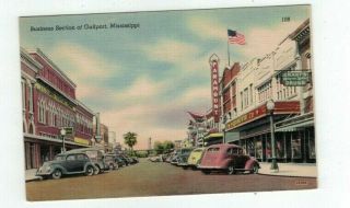 Ms Gulfport Mississippi Antique Linen Post Card Street View In Town