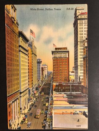Postcard Dallas Tx - Aerial View Of Main Street